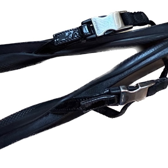 PRADA Vintage Flip Flops leather patent leather fabric w/silver buckle EUC  7 - Picture 4 of 10